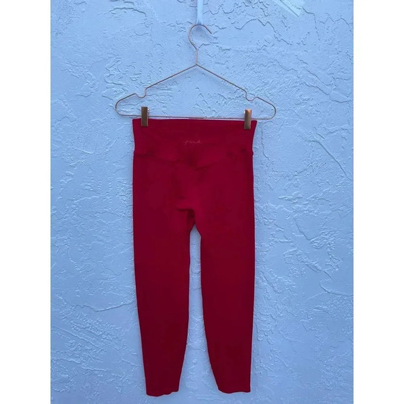 PINK Active Womens High Rise Crop Leggings Red Sz S - Picture 5 of 11